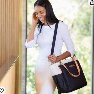 Petunia Pickle Bottom City Carryall diaper bag tote, Birch/Black